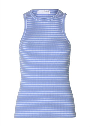 Anna o-neck tank top Cornflower Blue/Snowwhite Selected Femme